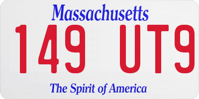 MA license plate 149UT9