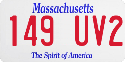 MA license plate 149UV2