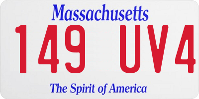 MA license plate 149UV4