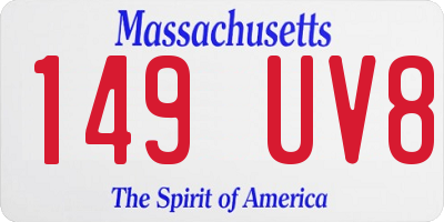 MA license plate 149UV8