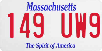 MA license plate 149UW9