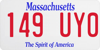 MA license plate 149UY0