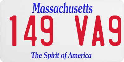 MA license plate 149VA9