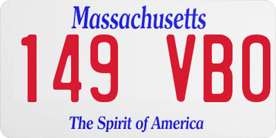 MA license plate 149VB0