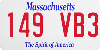 MA license plate 149VB3