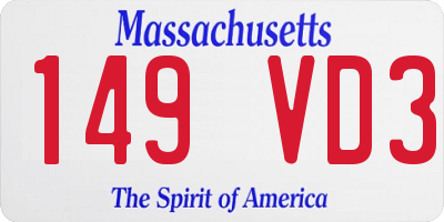 MA license plate 149VD3