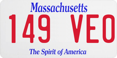 MA license plate 149VE0