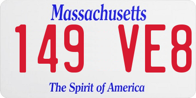 MA license plate 149VE8
