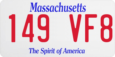 MA license plate 149VF8