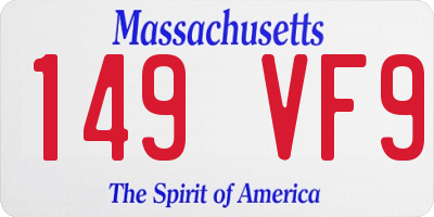 MA license plate 149VF9
