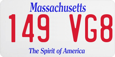 MA license plate 149VG8