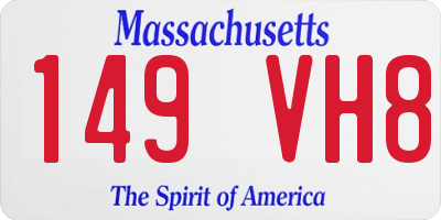 MA license plate 149VH8