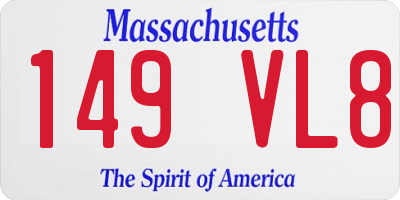 MA license plate 149VL8