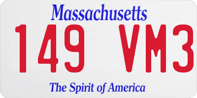 MA license plate 149VM3