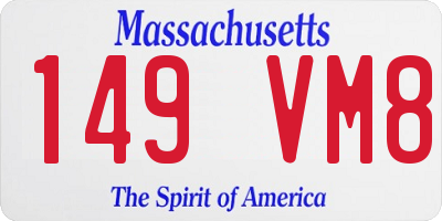 MA license plate 149VM8
