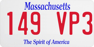MA license plate 149VP3