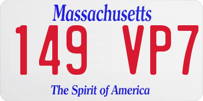 MA license plate 149VP7