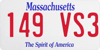 MA license plate 149VS3