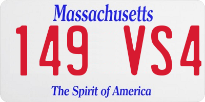 MA license plate 149VS4