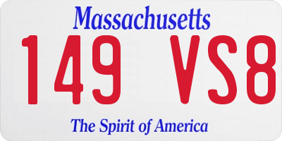 MA license plate 149VS8