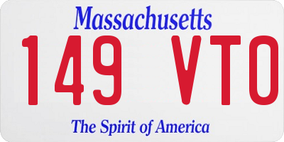 MA license plate 149VT0
