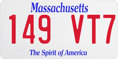 MA license plate 149VT7