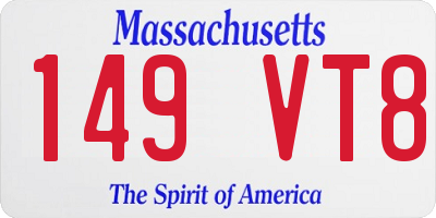 MA license plate 149VT8
