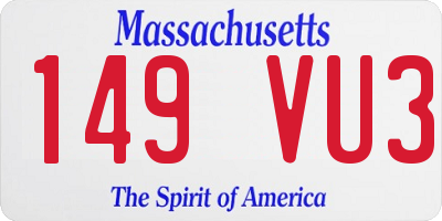 MA license plate 149VU3