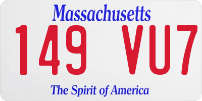 MA license plate 149VU7