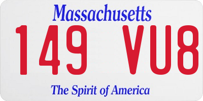 MA license plate 149VU8