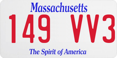 MA license plate 149VV3