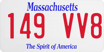 MA license plate 149VV8