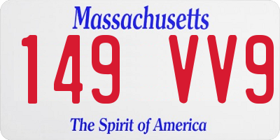 MA license plate 149VV9