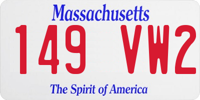 MA license plate 149VW2