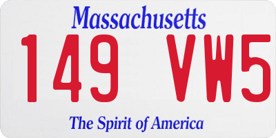 MA license plate 149VW5