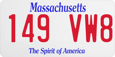 MA license plate 149VW8