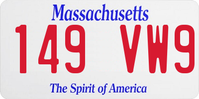 MA license plate 149VW9