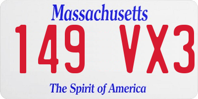 MA license plate 149VX3