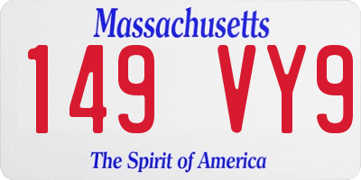 MA license plate 149VY9
