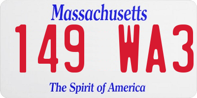 MA license plate 149WA3