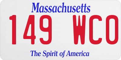 MA license plate 149WC0