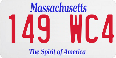 MA license plate 149WC4