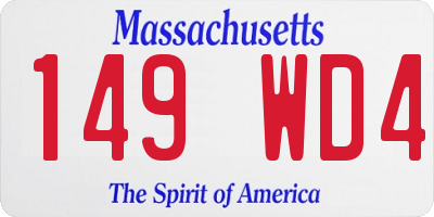 MA license plate 149WD4