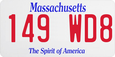 MA license plate 149WD8