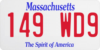 MA license plate 149WD9