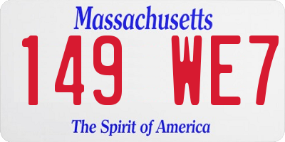 MA license plate 149WE7