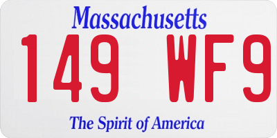 MA license plate 149WF9