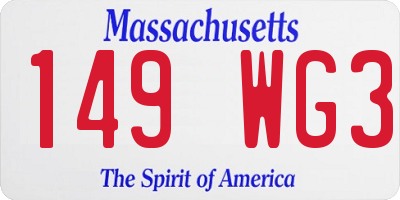MA license plate 149WG3