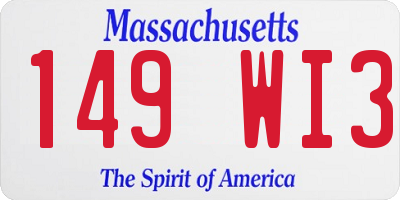 MA license plate 149WI3