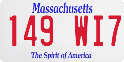 MA license plate 149WI7